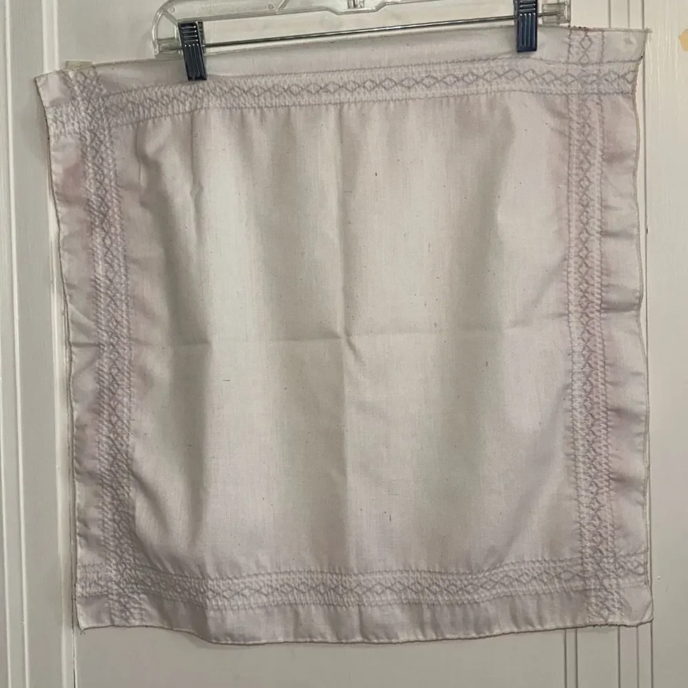 Vintage 70s‎ western style cream cotton/polyester scarf with embroidered edges